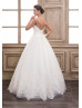 Illusion Neck Ivory Lace Tulle Corset Back Wedding Dress 
